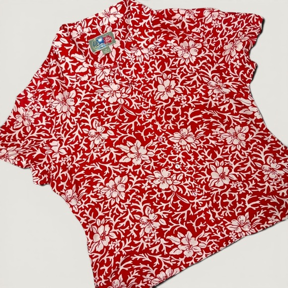 Hilo Hattie Tops - Vintage Hilo Hattie Hawaiian Silk Shirt Size M Floral Vacation Cruise Coastal